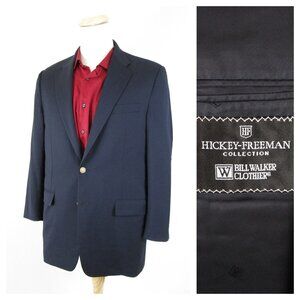 Hickey Freeman Collection Solid Black Wool Cashmere Blazer Sport Coat Size 40R